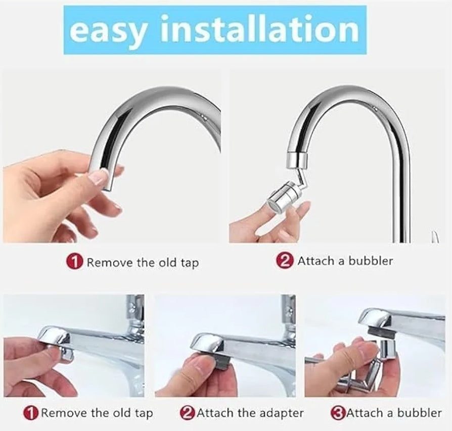 720° Universal, movable,tap filter, tap extender for kitchen sink,Water tap, Flexible Anti Splash Water Saving Movable Sink Faucet with Double Outlet | Eye Wash Station & Gargle Tap Sprayer for Kitchen and Bathroom