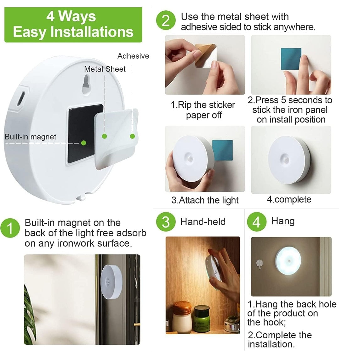 Motion Sensor Light for Home with USB Charging Self Adhesive Led Nightlight Rechargeable Body Sensor Wall Light for Bedroom, Stairs (Cool White, Pack of 1)