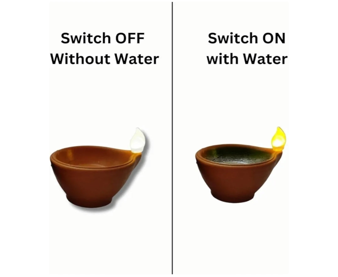 Water sensor diyas,3 piece complementary for all variants, Flameless & Smokeless LED Diya Lights, Decorative LED Candle Lamps for Home, Diwali, Puja, New Year & Festival Decoration(pack of 12 and 3 complementary)