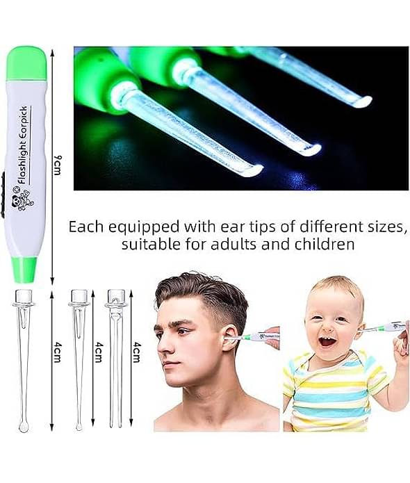 Ear wax Remover with LED Flashlight Ear pick for Ear wax remover and cleaner, Ear cleaning tools for kids and adults Curette Store Extra Extensions in Rear Better Accuracy Earpick(PACK OF 3)