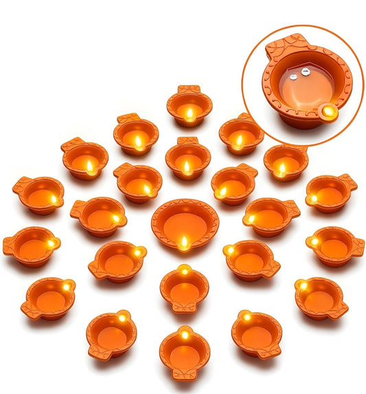 30 + 6 Complimentary Water Sensor Diyas (36 Pcs) – Electric Flameless & Smokeless LED Diya Lights, Decorative LED Candle Lamps for Home, Diwali, Puja, New Year & Festival Decoration