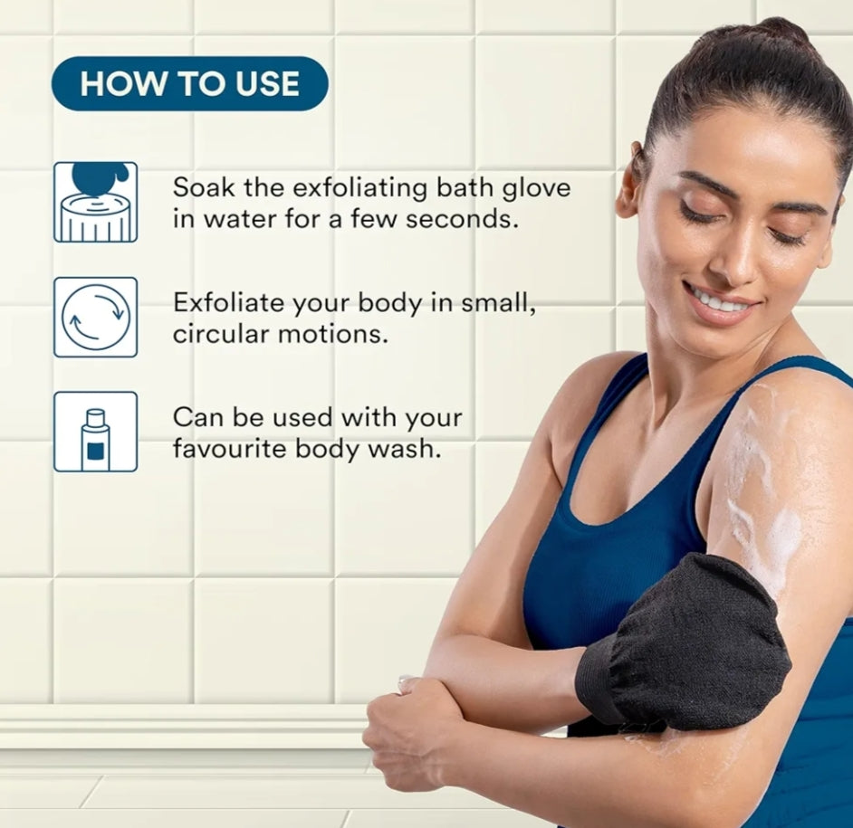Bath Glove | (1 glove) | For Tan Removal and Exfoliation | Gently removes Dead Skin Cells | Improves Circulation