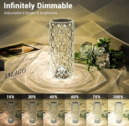 Crystal Lamp,16 Color Changing Rose Crystal Diamond Table Lamp,USB Rechargeable Touch Bedside Lamp Night Light With Remote Control, For Bedroom Living Room Party Dinner Decor,Led