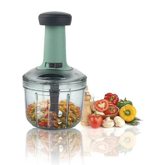 Thunder Chopper Plastic Quick Cutter Machine For Kitchen | With 3 Stainless Steel Blade | BPA Free| Multipurpose For Vegetables, Dry Fruit Etc | Handy Manual Chopper | (650Ml | Multicolor)