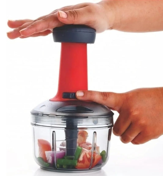 Thunder Chopper Plastic Quick Cutter Machine For Kitchen | With 3 Stainless Steel Blade | BPA Free| Multipurpose For Vegetables, Dry Fruit Etc | Handy Manual Chopper | (650Ml | Multicolor)