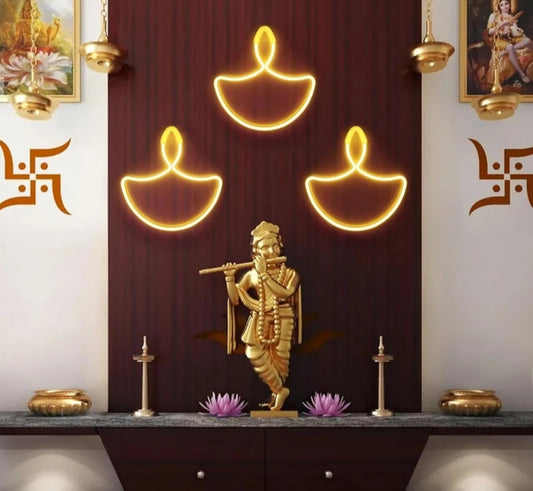 Diwali Diya Neon Sign Strip lights - LED Neon Strip Rope Lights for Home Decor | IP65 Waterproof Neon Signs For Diwali Decoration,Deepawali,Mandir Decoration,Pooja Room Light, Indoor Outdoor | Electric AC Plug (Warm White