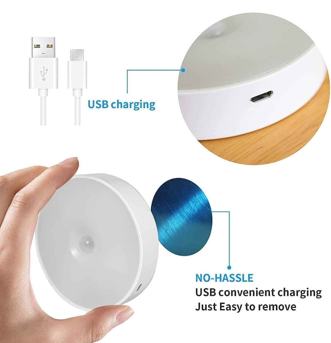 Motion Sensor Light for Home with USB Charging Self Adhesive Led Nightlight Rechargeable Body Sensor Wall Light for Bedroom, Stairs (Cool White, Pack of 1)