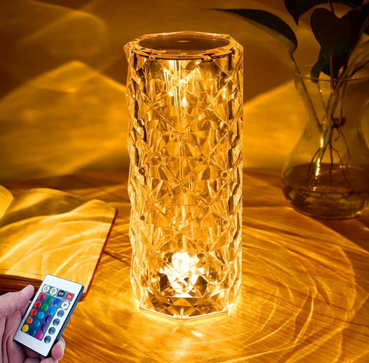 Crystal Lamp,16 Color Changing Rose Crystal Diamond Table Lamp,USB Rechargeable Touch Bedside Lamp Night Light With Remote Control, For Bedroom Living Room Party Dinner Decor,Led