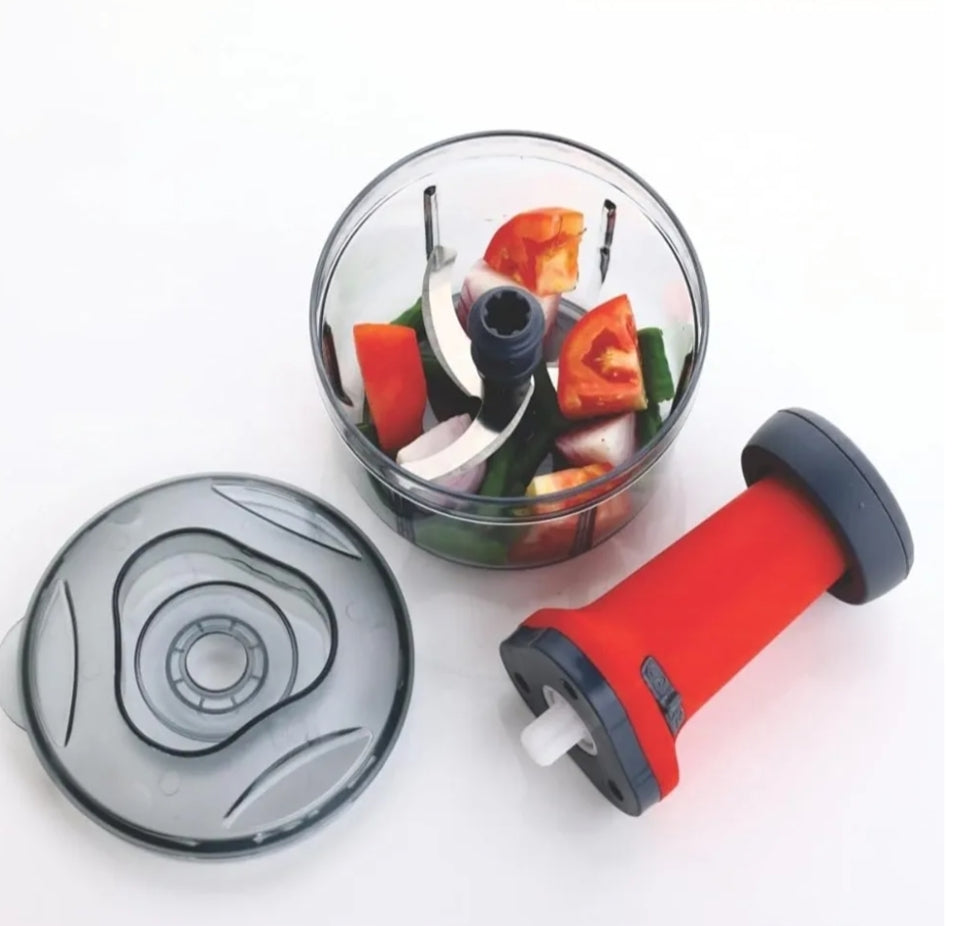 Thunder Chopper Plastic Quick Cutter Machine For Kitchen | With 3 Stainless Steel Blade | BPA Free| Multipurpose For Vegetables, Dry Fruit Etc | Handy Manual Chopper | (650Ml | Multicolor)