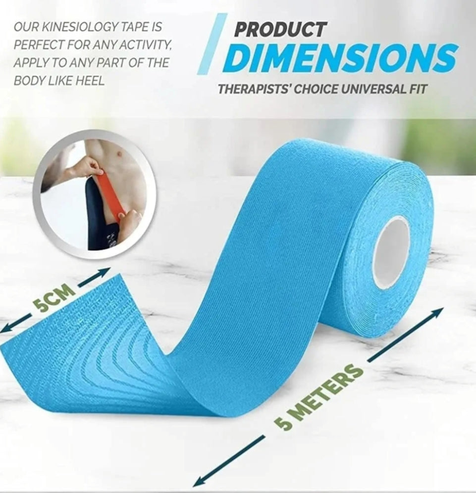 Kinesiology Tape for Physiotherapy, Sports Injury, Pain Relief Muscle Tape, for Shoulder, Wings, Arms, Ankle K Taping Waterproof Athletic Tape for Pain Support -2 Inch Blue